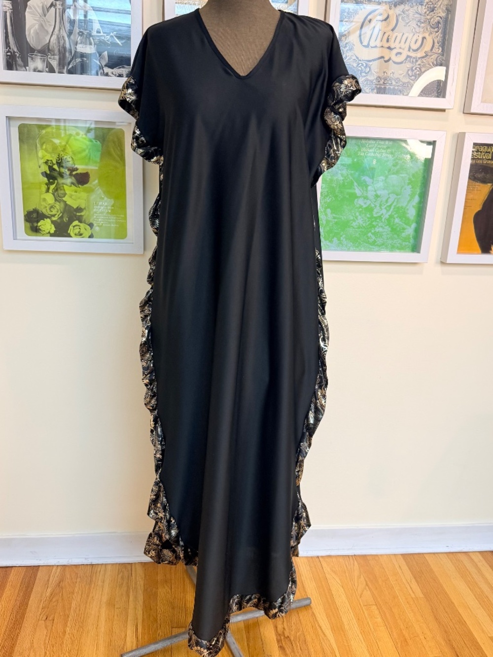 🖤 Vintage 90s Black Maxi Caftan Dress